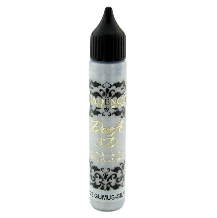 Краска акриловая контурная Cadence Dora 3D Metallic Dimensional Paint, 25 ml. Silver-5132
