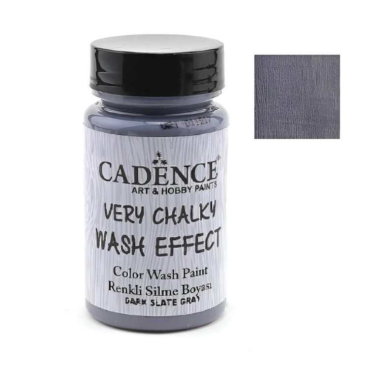 Акриловая шелковистая матовая финишная меловая краска Cadence Very Chalky Wash Effect Acrylic Paint, 90 ml. Dark Slate Gray WSH-11