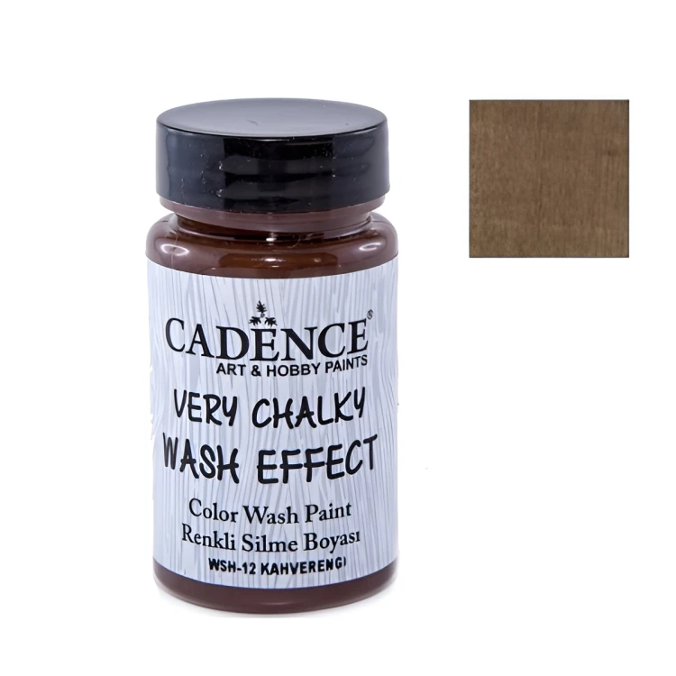 Акриловая шелковистая матовая финишная меловая краска Cadence Very Chalky Wash Effect Acrylic Paint, 90 ml. Brown WSH-12
