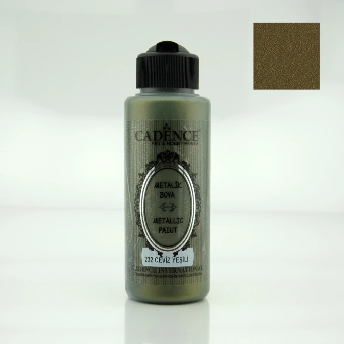 Акриловая краска с эффектом "металлик" Metallic Paint, 120 ml. ЦВЕТ: ЗЕЛЕНЫЙ ГРЕЦКИЙ ОРЕХ-232
