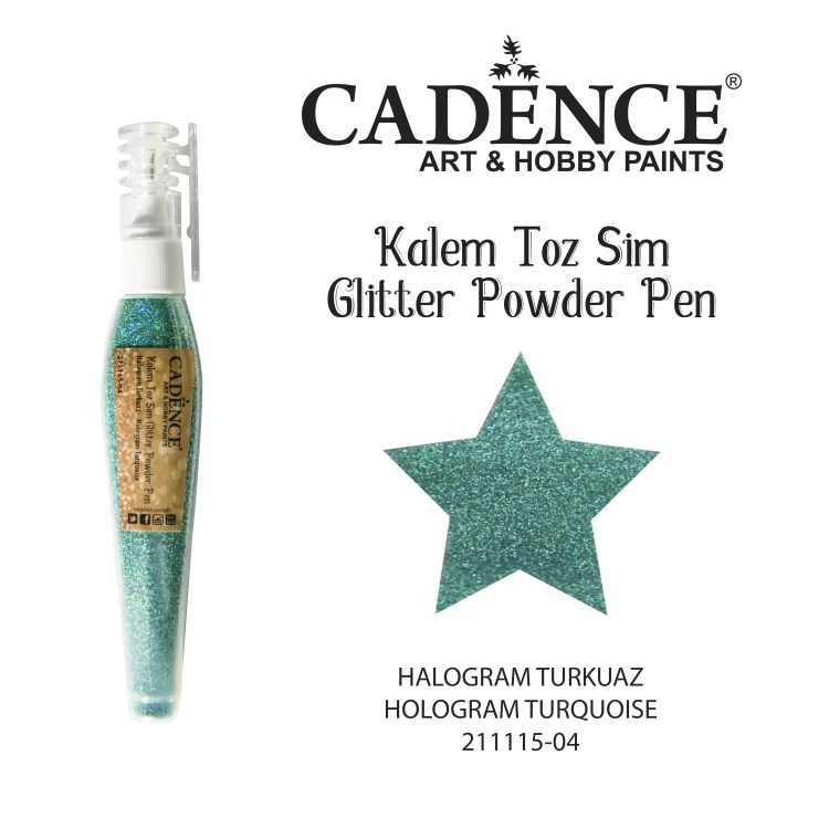 Глиттер-пудра в ручке-флаконе Cadence Glitter Powder Pen, 10 gr. Hologram Turquoise