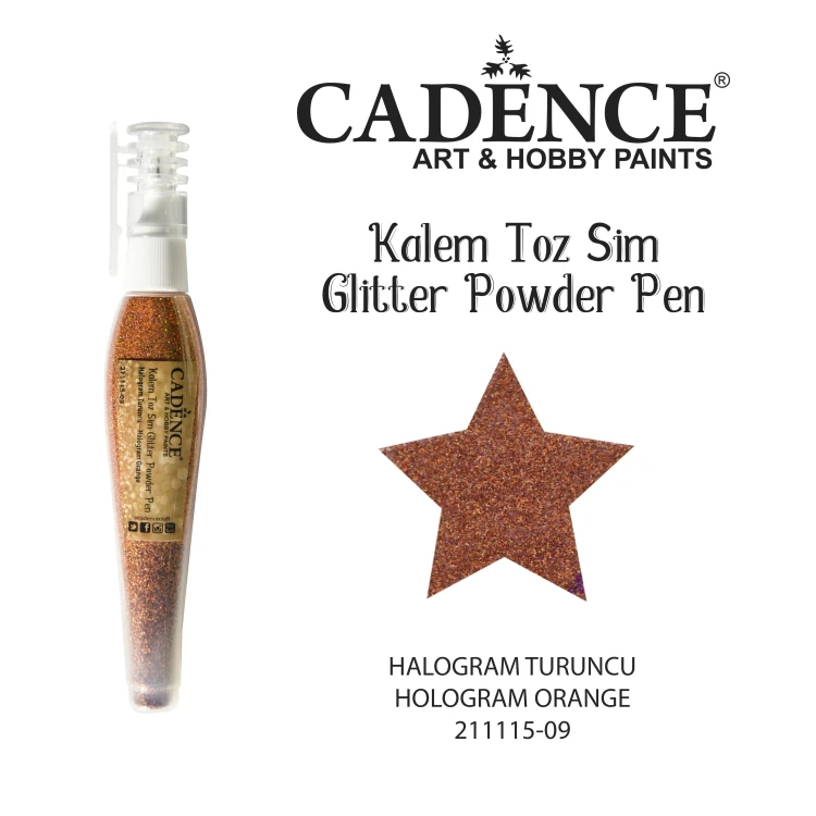 Глиттер-пудра в ручке-флаконе Cadence Glitter Powder Pen, 10 gr. Hologram Orange