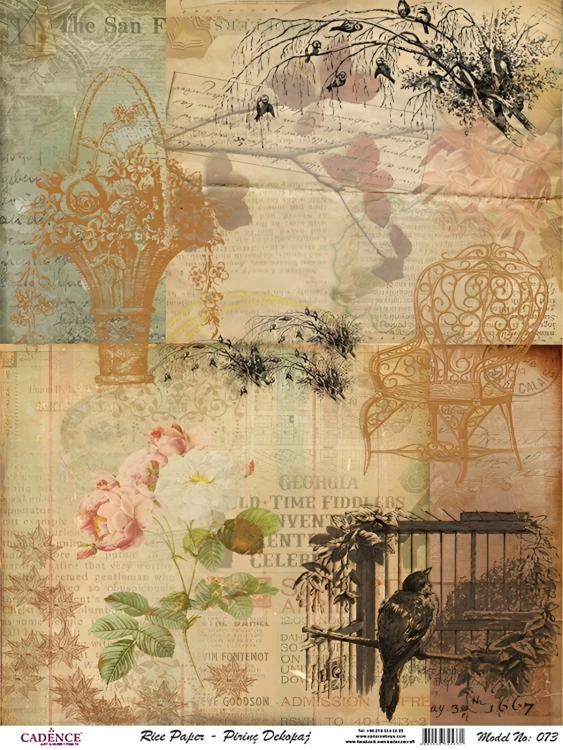 Декупажная карта на рисовой бумаге Cadence Rice Paper А-3, №073