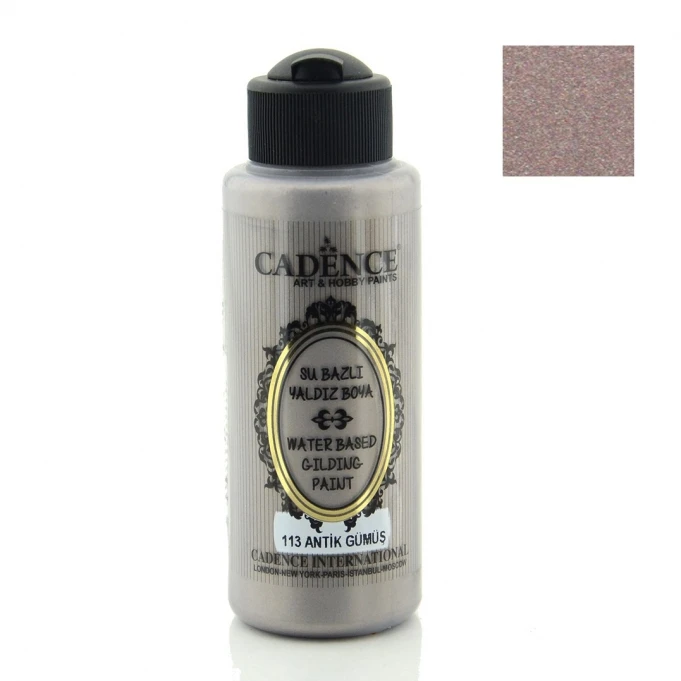 Акриловая краска c эффектом золочения «Waterbased Gilding Paint» 120 ml, Цвет: АНТИЧНОЕ СЕРЕБРО-113